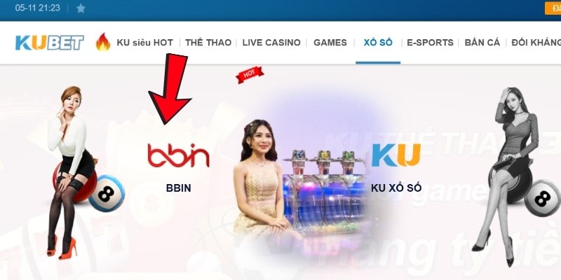 Tham khảo vị trí BBin Lottery trên trang chủ Kubet